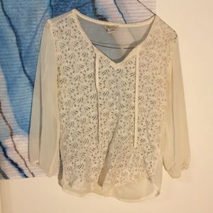 Lucky Brand white lace blouse